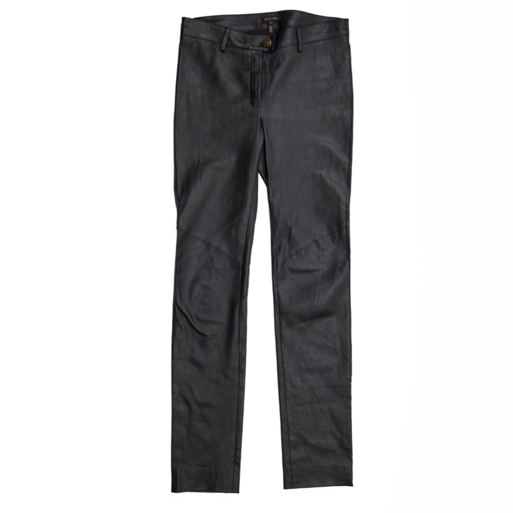 Escada Laylah Fango Soft Black Lamp Leather Pants Small